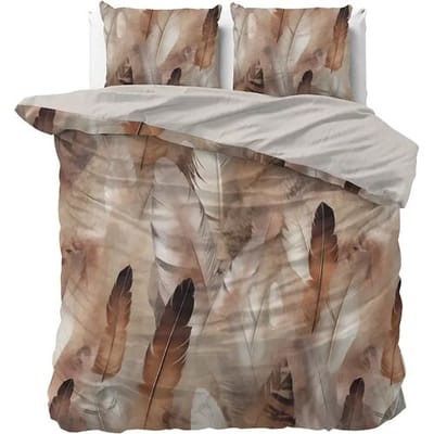 Dreamhouse Dekbedovertrek Feathura Taupe - Tweepersoons 200 x 200/220 cm + 2 kussenslopen