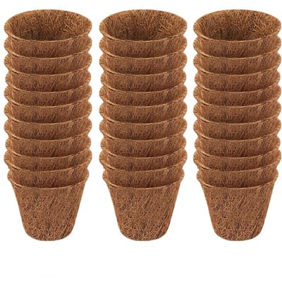 Lot de 30 pots de démarrage pour graines de noix de coco, biodégradables, pour la germination des graines, pour le jardinage domestique brown