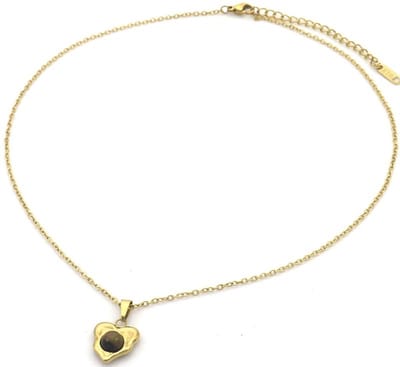 Ketting met Steen - RVS - Stone Heart - Steen hart - Goudkleurig – valentijn – cadeau