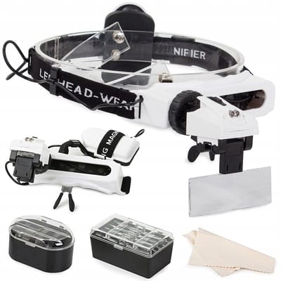 Verk Group LUPA 9892E1 - Hoofdloupe Met LED - Verwisselbare Lenzen - 8x Vergroting