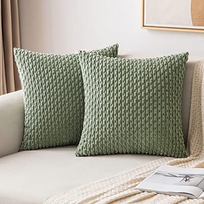 Zachte Grasgroene Corduroy Kussenslopen Set van 2 - 50 x 50 cm voor Decoratie in Woonkamer en Slaapkamer