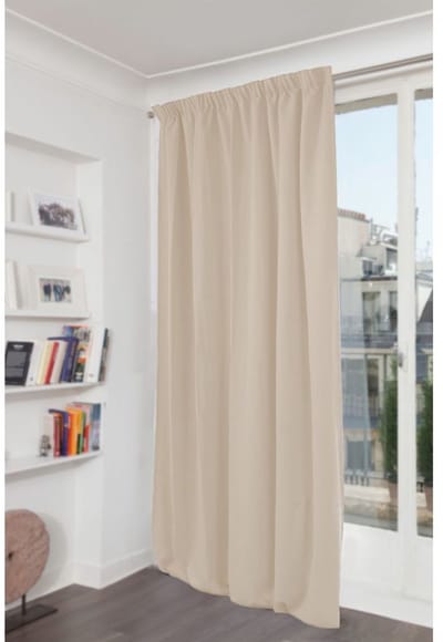 MOONDREAM DecibelControl™ 3in1 Geluidsisolerend gordijn | Thermo Winter+Zomer | 100% Verduisterend | Gepatenteerde Technologie | EU-fabricaat | Fluweel | Plooiband | Beige MC15 | 130 x 260 (BxH) cm