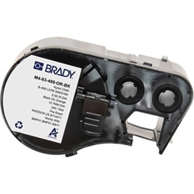 Brady M4-83-499-OR-BK nylonweefsel labels zwart op oranje | 12,7 mm x 12,7 mm (origineel)