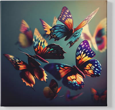 Canvas Schilderij - Kleurrijke Vlinders - Wanddecoratie - 40x40x2 cm
