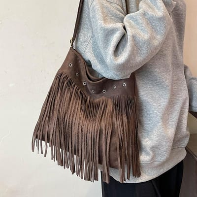 Tas met grote capaciteit Nieuwe modieuze crossbodytas voor dames Ins Modieuze veelzijdige schoudertas met kwast black