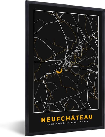 Fotolijst incl. Poster - Stadskaart - Neufchâteau - Kaart - Plattegrond - Goud - 40x60 cm - Posterlijst