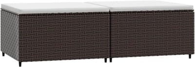 Set van 2 Tuin Voetenbanken met Kussens - Poly-rattan Buiten Poef