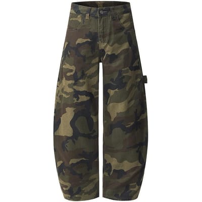 Amerikaanse Camouflage Scimitar Broek voor Heren en Dames Koppels Losse en Veelzijdige Gebogen Jeans Werkbroek S gray