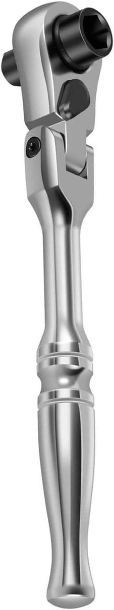 Momentschroevendraaier Ratel - Bitschroevendraaier Flexibel - Reparatie Werkzaamheden - 180° Verstelbare Kop - 5 Graden Zwaaihoek - Zilver
