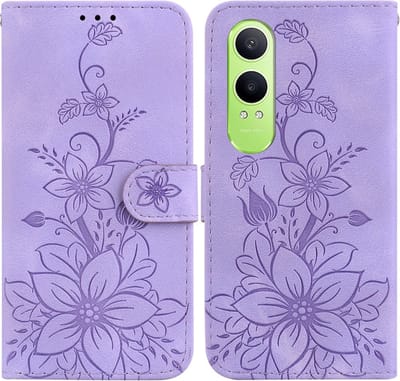 Coverup Hoesje - Geschikt voor OnePlus Nord CE4 Lite 5G Hoesje - Coverup Bloemen Book Case - Paars