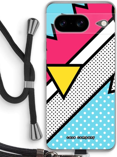 Case Company® - Hoesje met koord geschikt voor Google Pixel 8 hoesje met Koord - Pop Art #3 - Telefoonhoesje met Zwart Koord - Bescherming aan alle Kanten en Over de Schermrand