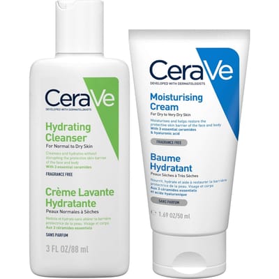 CeraVe Travel Size Hydrating Cleanser & Moisturising Cream for Normal to Dry Skin