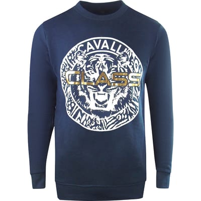 Cavalli Class marineblauw sweatshirt met groot cirkellogo