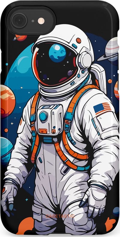 Casetastic Hoesje Geschikt voor Apple iPhone 7/8/SE - Stijlvolle Beschermende Duo-layer Case - Astronaut in space
