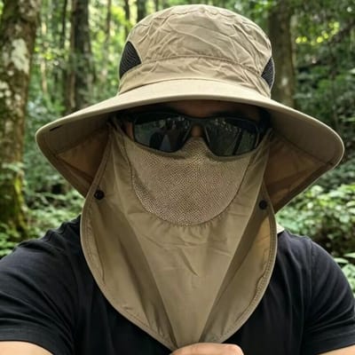 Chapeau de Soleil Upf50+ Pour Hommes Cache-Visage et Cou Amovibles Pêche Randonnée en Plein Air Protection UV Respirant Séchage Rapide Casquette Safari