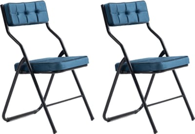 Opvouwbare stoelen 2 pak - Opvouwbare eetkamerstoelen met kussen, draagbaar en gemonteerd Opvouwbare extra stoel voor gasten Keuken Kantoor Blauw