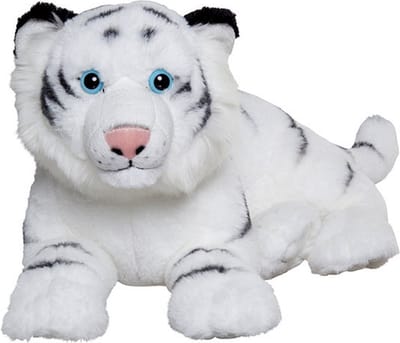 Nature Planet Tijger knuffel - wit - 48 cm - pluche - witte tijger knuffeldier