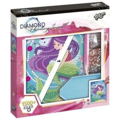 Totum zeemeermin notitieboek versieren met strass steentjes - speelgoed meisjes vanaf 6 jaar - mermaid diamond painting dagboek knutselen | cadeau tip creatief speelgoed
