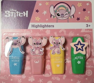 Disney Lilo & Stitch Angel markeerstiften – 4 stuks – ster – tekstmarkers – pastel kleuren – kids - kleuren