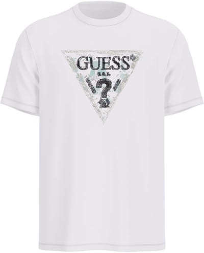 GUESS Ss Cn  Triangle Pure White Taglia: L | Magliette basic Outlet | Uomo | Bianco