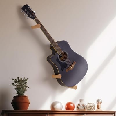 Gitaar Wandhanger - Gitaarhaak - Instrumenten Ophangen - Verstelbare Hoek - 16.5 x 15 x 5.3 cm - Houtkleur