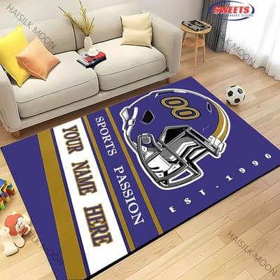 Nouveau produit ! Tapis de Football Personnalisé avec Nom Numéro, Tapis de Sport Personnalisé pour Salon Chambre Balcon des Fans 80*120cm