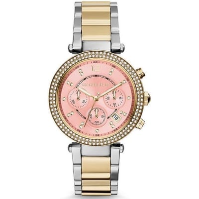 Stijlvol Michael Kors MK6140 Parker dameshorloge met roze wijzerplaat