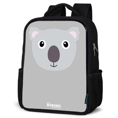 NoBoringSuitcases.com® - Rugzak zwart - Schooltas jongen & meisje - Dierenportret grijze koala - Rugtas voor school - Boekentas kind - Schoolrugzak - Kinderrugzak