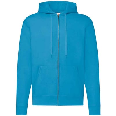 Fruit of the Loom Klassieke herenhoodie met rits (Azuurblauw)