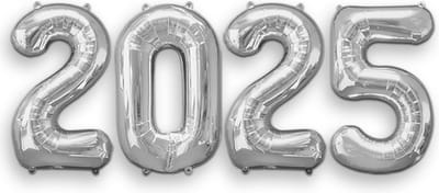 Q2Party - 2025 - New Year - Ballonnen - Set - Zilver - NYE - Versiering - Nieuw Jaar - Decoratie - Happy New Year Ballonnen - XL Formaat