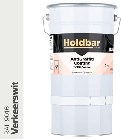 Holdbar Anti Graffiti Coating Verkeerswit (RAL 9016) 5 Kg - Maakt Graffiti verwijderbaar - Graffiti Verwijderen - In Alle Kleuren - Voor Steen, Beton, Hout, Metaal en Tegels