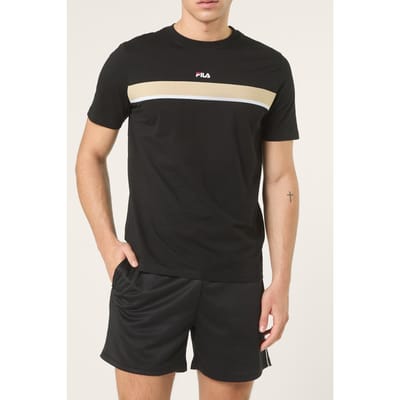 FILA Sagano Regular Taped T-shirt Black Maat: XS | Basic T-Shirts Outlet | Heren | Zwart