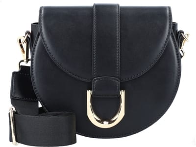 SEIDENFELT MANUFAKTUR Schoudertas Tolita Saddle Bag Black / Gold Zwart