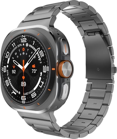 Cazy horlogebandje geschikt voor Samsung Galaxy Watch Bandje (Titanium) - Smartwatchbandjes (+Horloge inkortset) - Universeel bandje geschikt voor Samsung Galaxy Watch Ultra (2024 / 2025) - Grijs