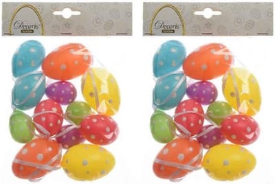 Decoris paaseieren decoratie - 24x - multicolor - met stippen - paasversiering