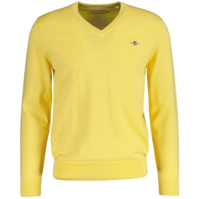 Gant Trui Classic Cotton V-Neck Banana Yellow / male