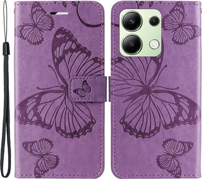 Coverup Hoesje - Geschikt voor Xiaomi Redmi Note 13 4G Hoesje - Coverup Vlinders Book Case - Lila