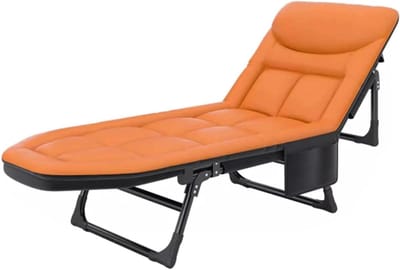 Campingbed met matras - Vouwbed lounge - Ontspannen buiten - 6 standen verstelbaar - 200x70 cm - Oranje