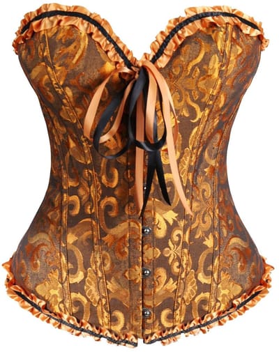 Dameskorsetten - Tops met vetersluiting - Korsetten - Korsetten met baleinen - Push-up bh's - Shapewear - Zwart en goud - Maat L - Maat 36-38 EU