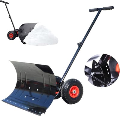 Rolbare Sneeuwschuiver - Sneeuwploeg Wielen - Oprit Reinigen - Extra Breed Verstelbaar Blad - 74 Cm Werkbreedte - Zwart