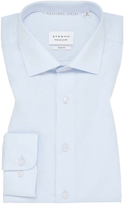 ETERNA modern fit overhemd - popeline - lichtblauw - Strijkvrij - Boordmaat: 38