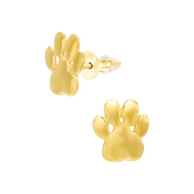 WeLoveSilver - oorstekers - dierenpoot - goldplated - 925 zilver