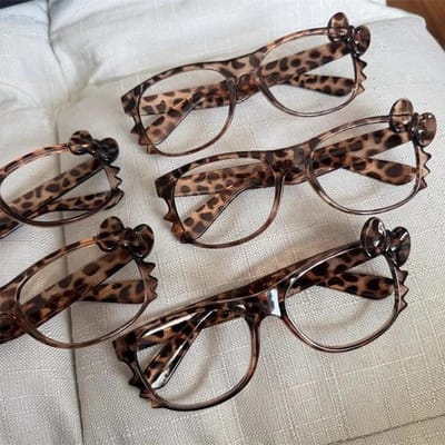 Monture de lunettes imprimé léopard Y2K Lunettes Kawaii Anime Rétro Lunettes Mignonnes Dessin Animé Accessoires Décoratifs pour Lunettes gray