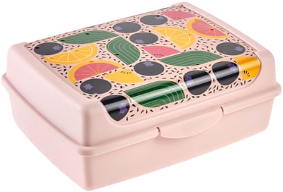 keeeper carla Handige lunchbox, 1 l, mini, 17 x 13 x 7 cm, broodtrommel/snackdoos, ontwerp: modern fruit, roze (nordic pink)
