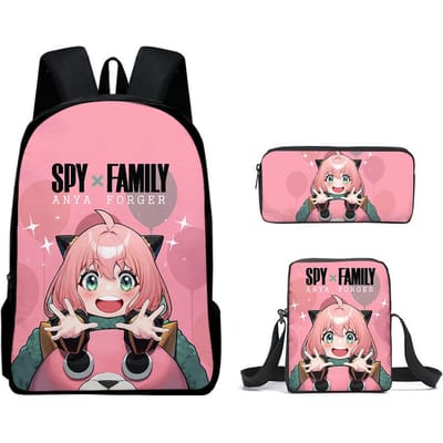 Amazon spion SPY x FAMILY speelhuis anime merchandise student rugzak schoudertas etui driekoppige set Oxford stof black