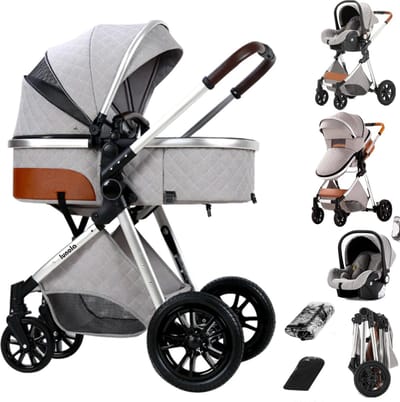 Lunola Nova - Kinderwagen 3-in-1 - incl. autostoel - 0-20kg - XXL - Multifunctionele Buggy 3in1 - Lichtgrijs