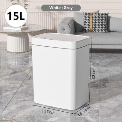 Poubelle de salle de bain intelligente 15 L, sac automatique, poubelle électronique, blanche, sans contact, étroite, capteur intelligent, maison intelligente CHINA&Battery gray