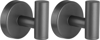 Store_7 - Handdoekhaken - Roestvrij staal - Wandkapstok voor keuken en badkamer - Grijs - 2 stuks - Geschikt voor handdoeken en badjassen
