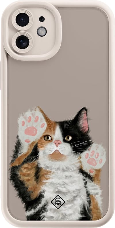 Casimoda® hoesje - Geschikt voor iPhone 11 - Kat - Effen telefoonhoesje met lensbescherming - Siliconen/TPU - Backcover - Bruin/beige