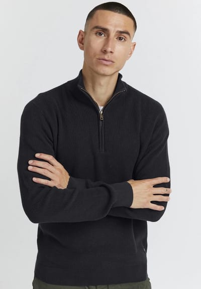 Blend Half Zip Heren sweater-Schipperstrui met rits- Coltrui Heren- Heren Trui- Maat XL- Zwart